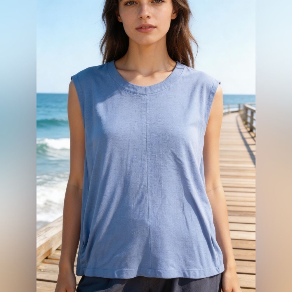 J JILL WOMENS BLUE SLEEVELESS BLOUSE BLUE SIZE XS